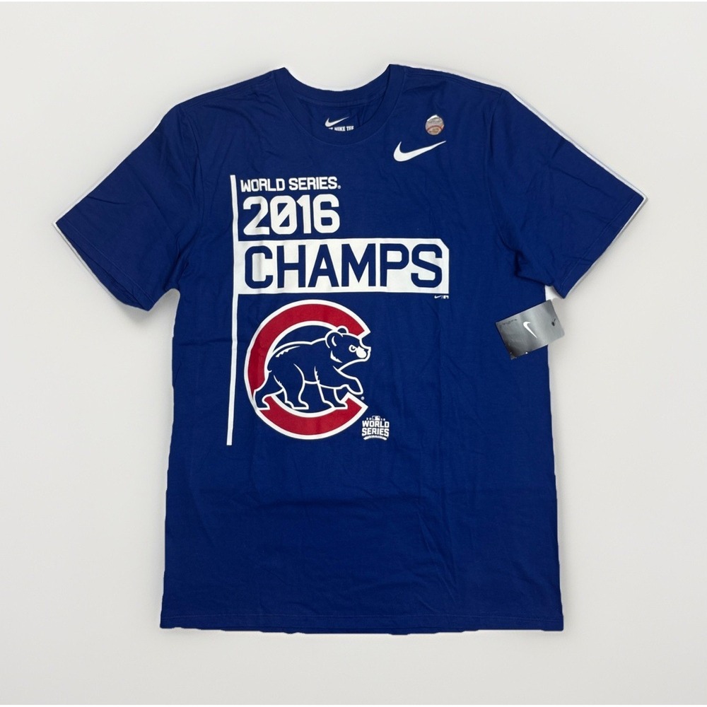 Nike Tee Mens 2016 World Series Cubs Baseball Blue T-shirt Athletic Cut Sz Large